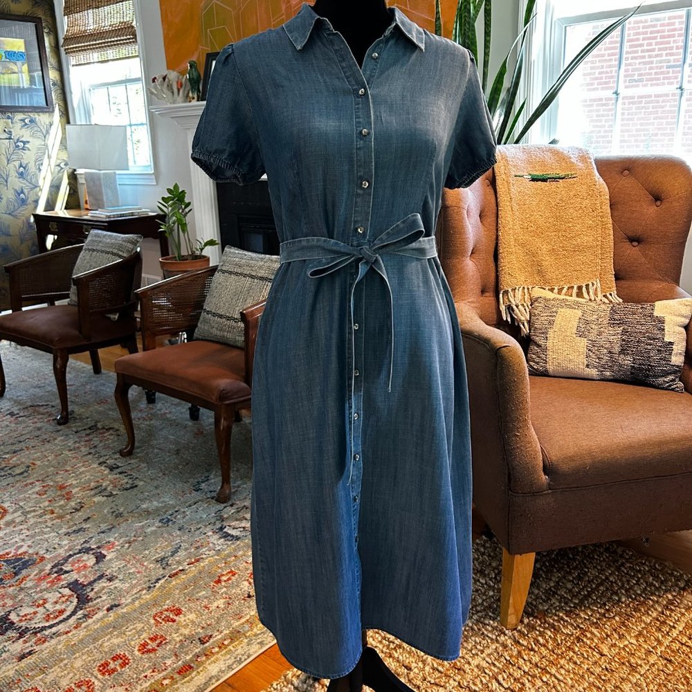 Ann Taylor Chambray A-line Dress- 6P